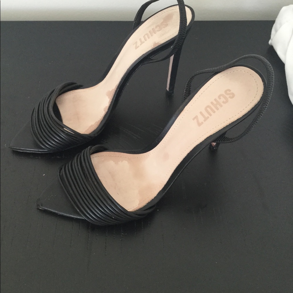 New Schutz black slingback heels